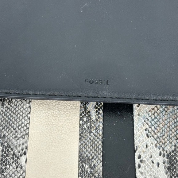 Fossil Claire Patchwork Backpack Handbag Cow Hide Leather Snake Reptile Stripes - Picture 8 of 12